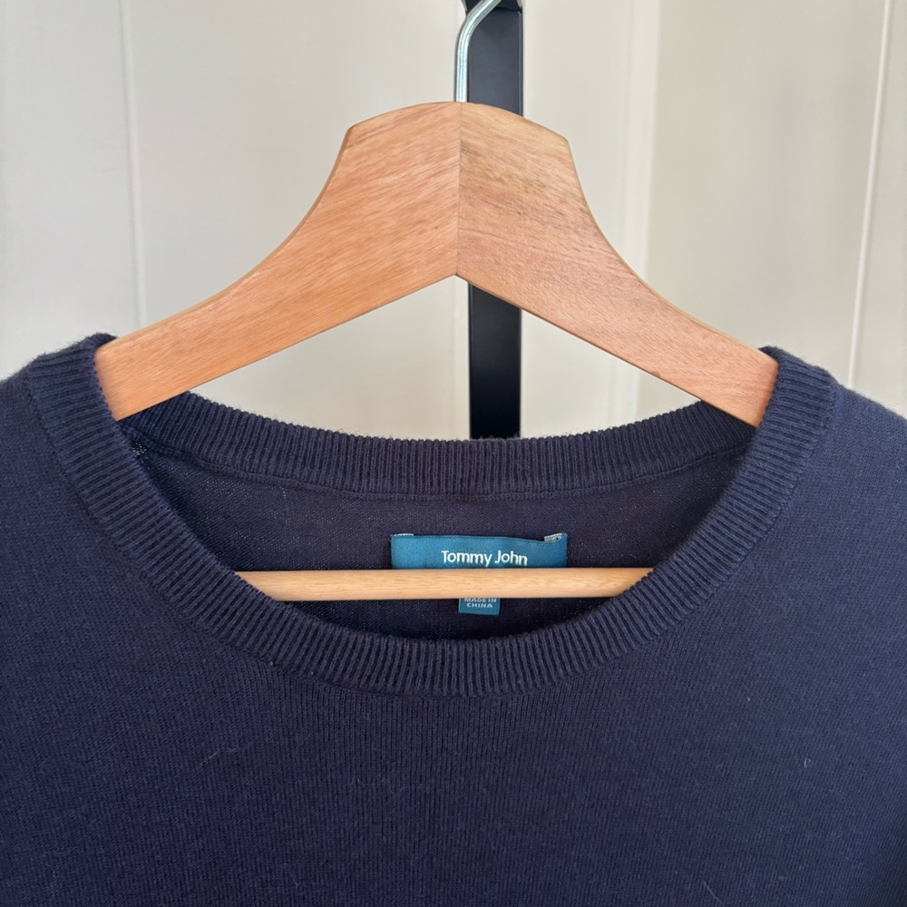 Tommy John Second Skin Navy Crew Neck Knit Sweater Cotton Blend Men’s M Preppy